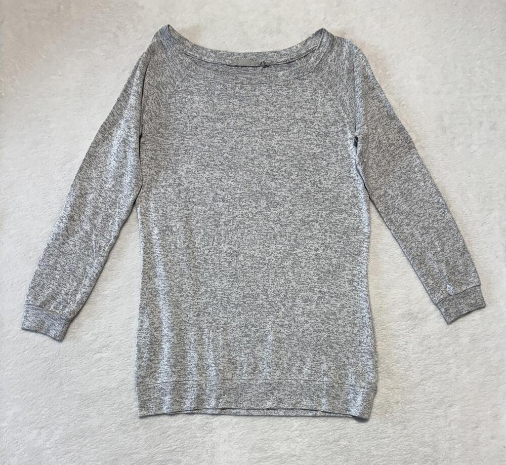 Athleta Top Womens Small Heather Gray Boatneck Raglan Pullover Lightweight